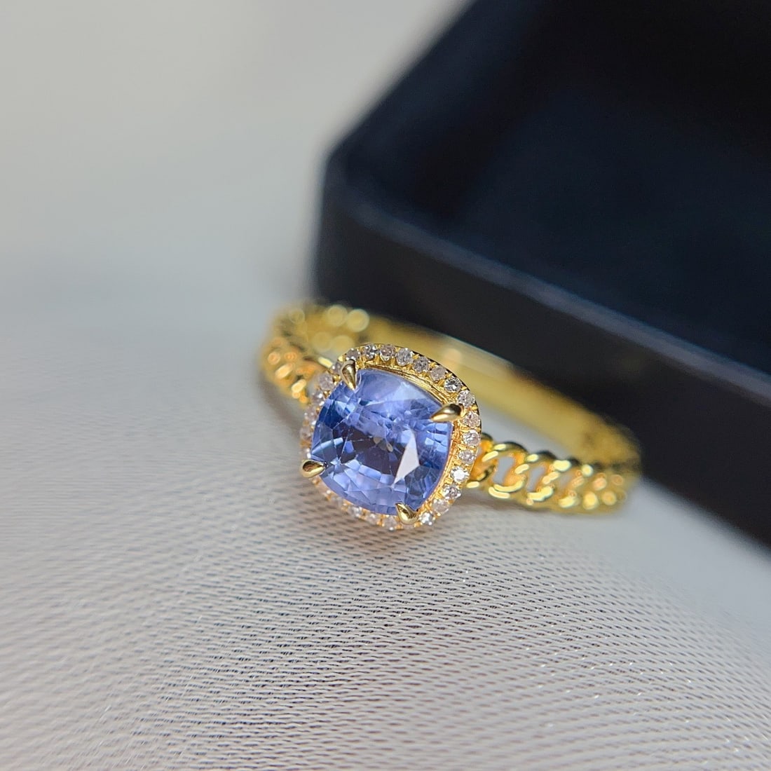 14k Gold 1.15 Ct Natural Sapphire & Diamond Ring - 5