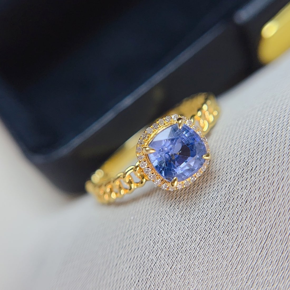 14k Gold 1.15 Ct Natural Sapphire & Diamond Ring - 6