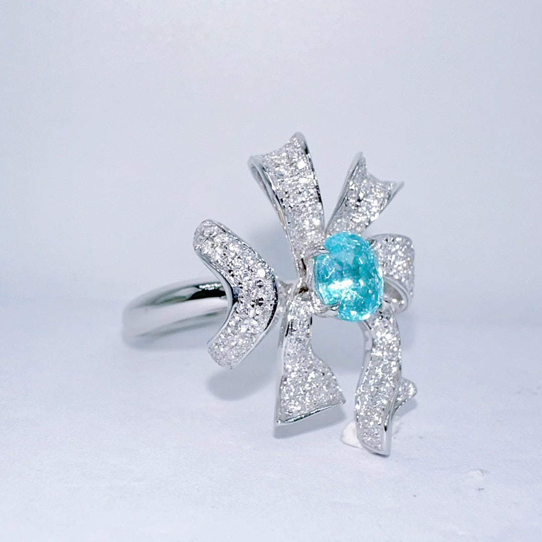 14k Gold 1.36 Ctw Natural Paraiba Tourmaline & Diamond Ring - 4