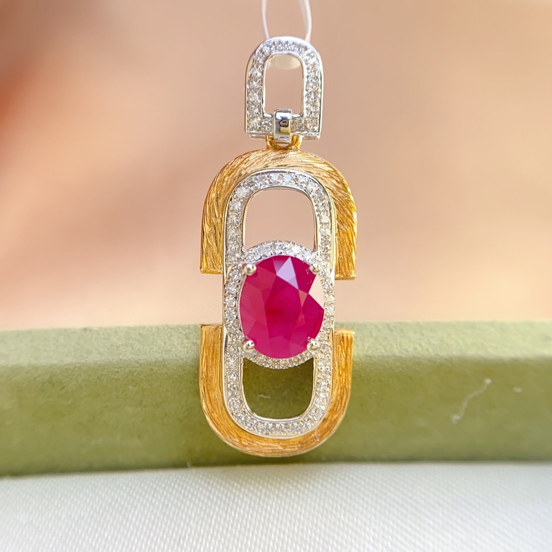 14k Gold 1.25 Ct Natural Ruby & Diamond Pendant( Without Chain ) (1 of 5)