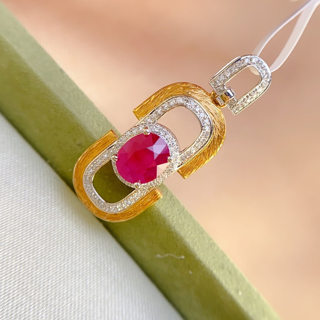 14k Gold 1.25 Ct Natural Ruby & Diamond Pendant( Without Chain ) - 4