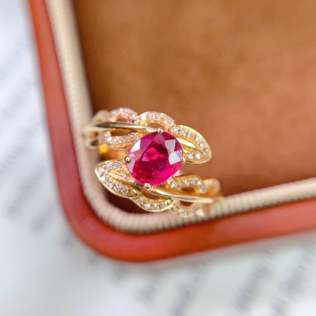 14k Gold 1.03 Ct Natural Ruby & Diamond Ring - 2