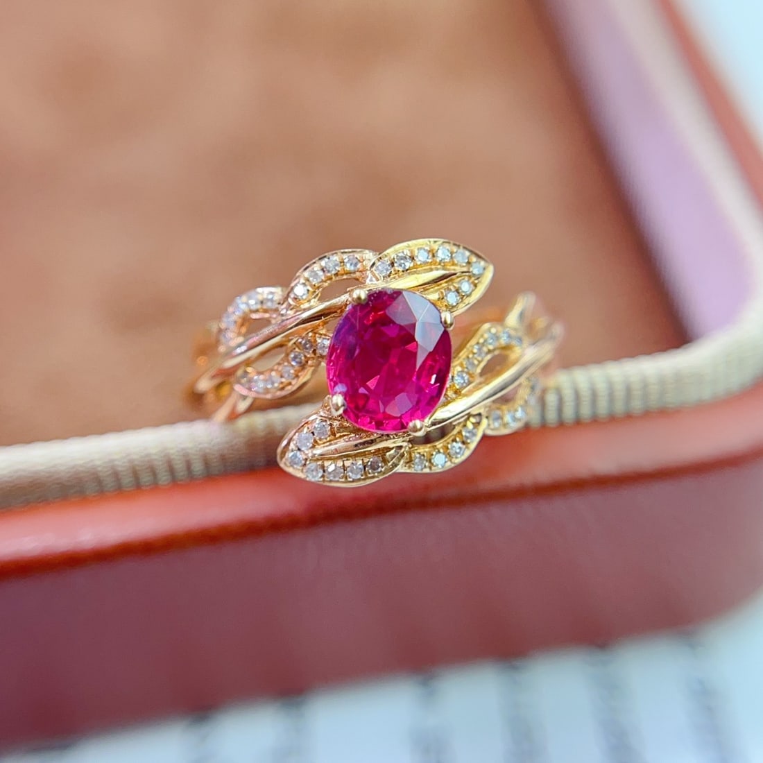 14k Gold 1.03 Ct Natural Ruby & Diamond Ring - 3
