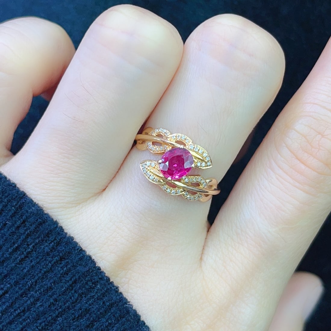 14k Gold 1.03 Ct Natural Ruby & Diamond Ring - 6