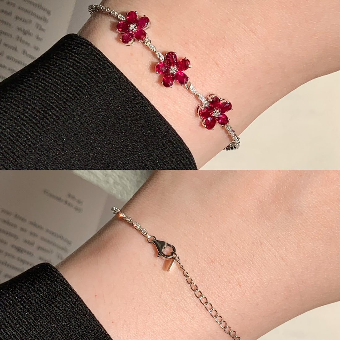 14k Gold 3.37 Ctw Natural Ruby & Diamond Bracelet - 3