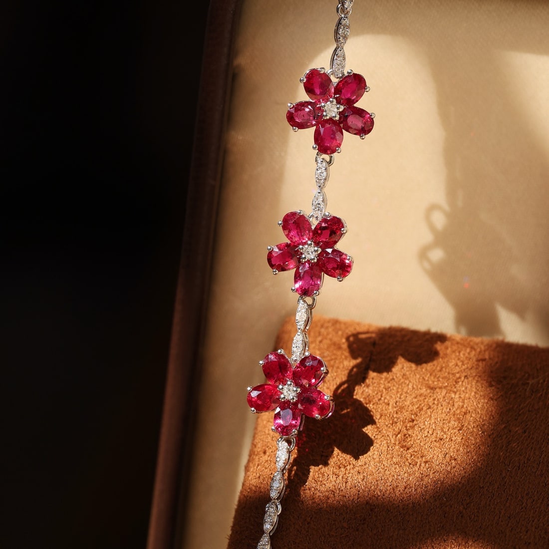 14k Gold 3.37 Ctw Natural Ruby & Diamond Bracelet - 6