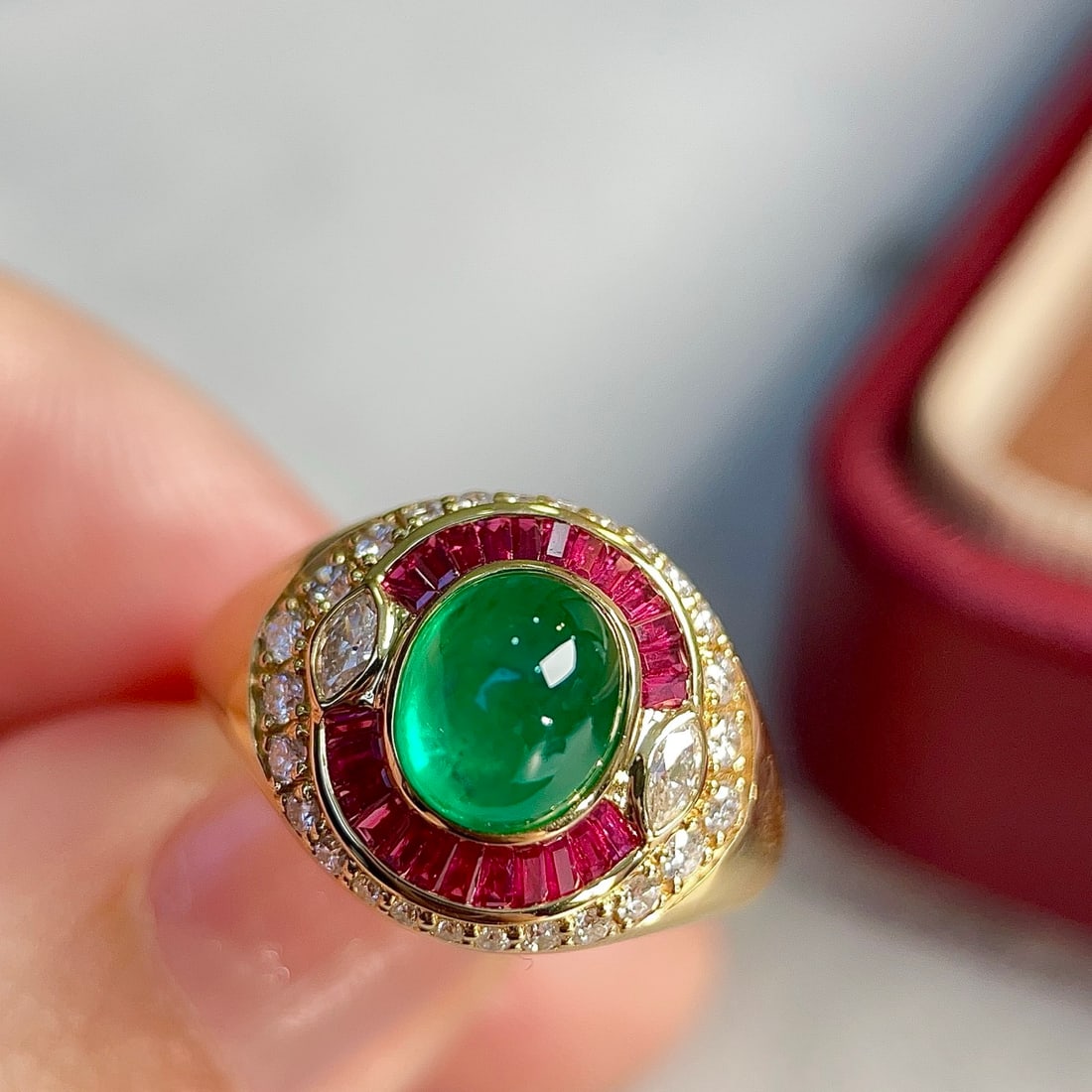 14k Gold 2.09 Ctw Natural Emerald & Diamond Ring - 3