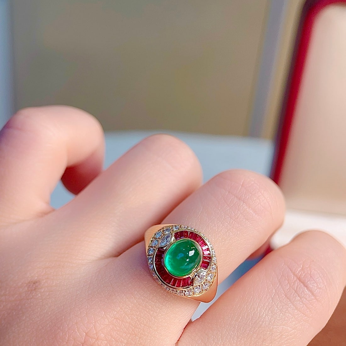 14k Gold 2.09 Ctw Natural Emerald & Diamond Ring - 5