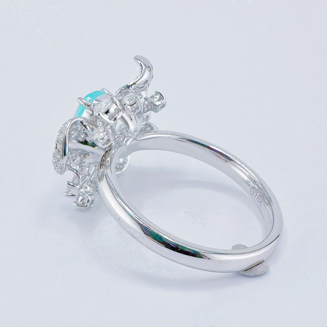 14k Gold 1.96 Ctw Natural Paraiba Tourmaline & Diamond Ring - 4