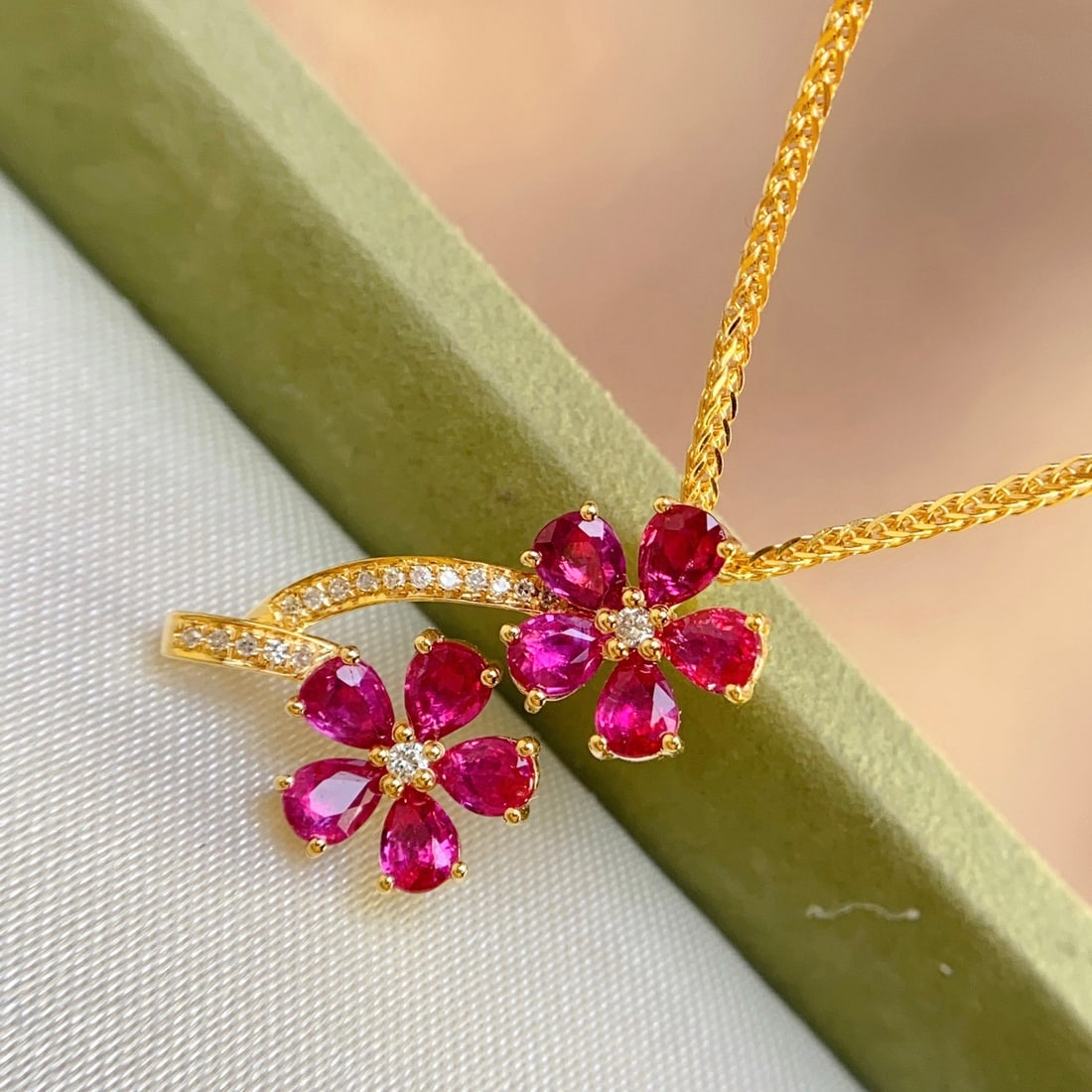 14k Gold 2.00 Ct Natural Ruby & Diamond Pendant( Without Chain ) - 4