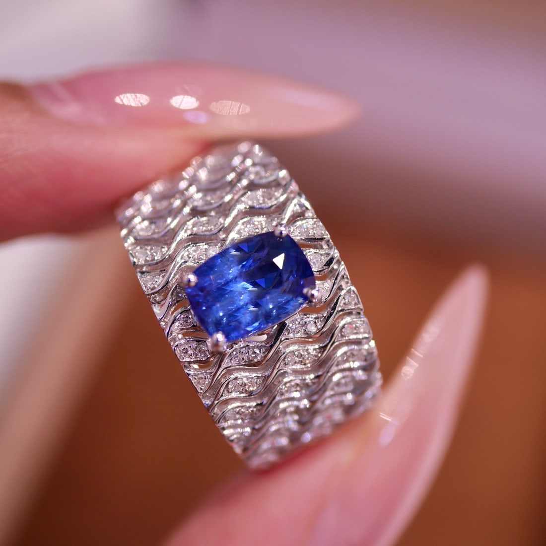 14k Gold 2.31 Ctw Natural Sapphire & Diamond Ring - 2