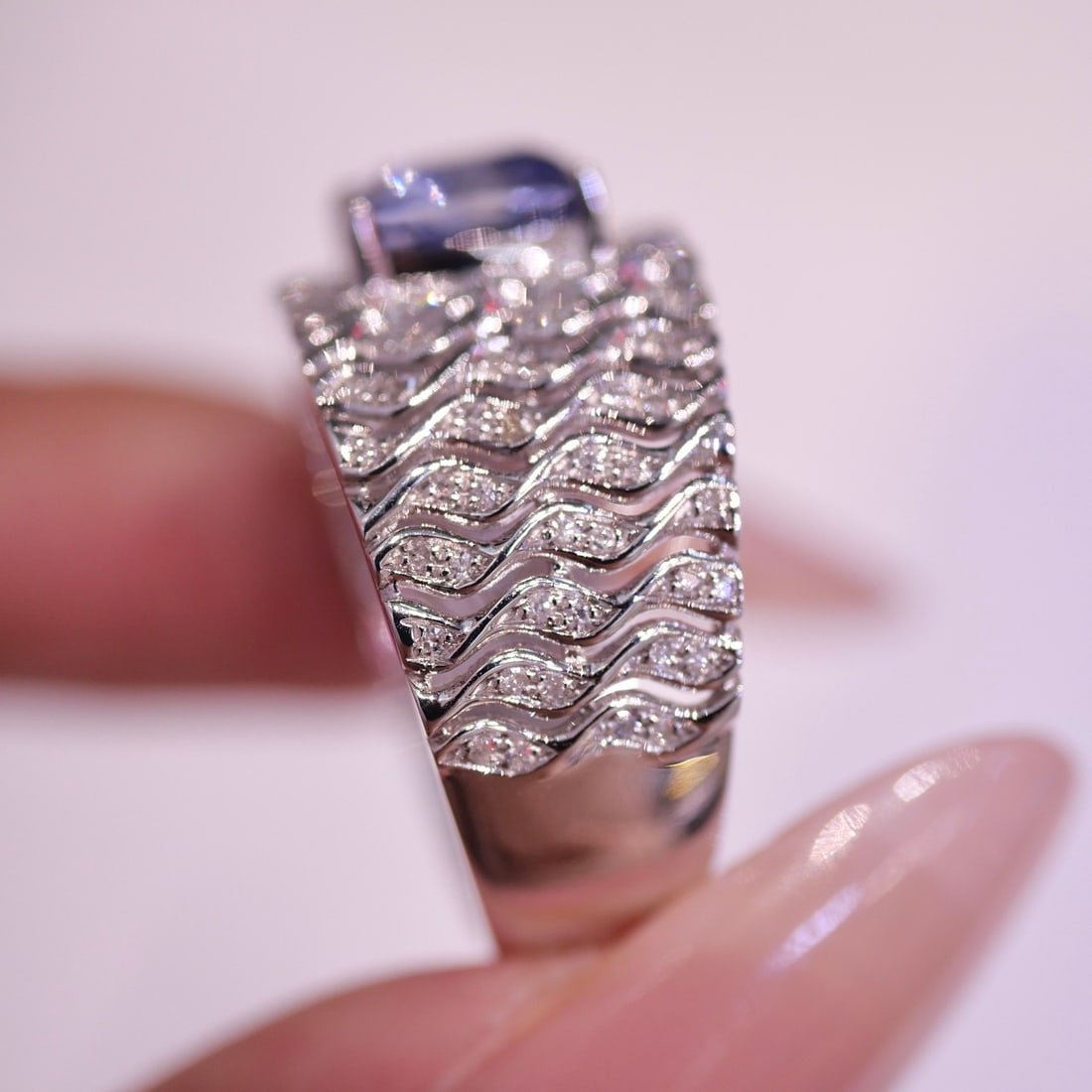 14k Gold 2.31 Ctw Natural Sapphire & Diamond Ring - 3