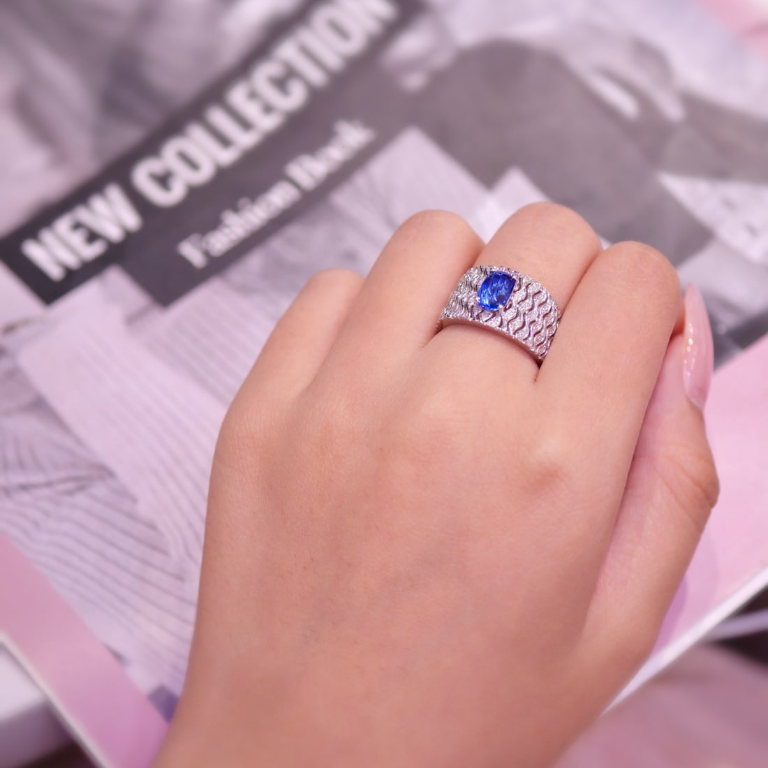 14k Gold 2.31 Ctw Natural Sapphire & Diamond Ring - 6