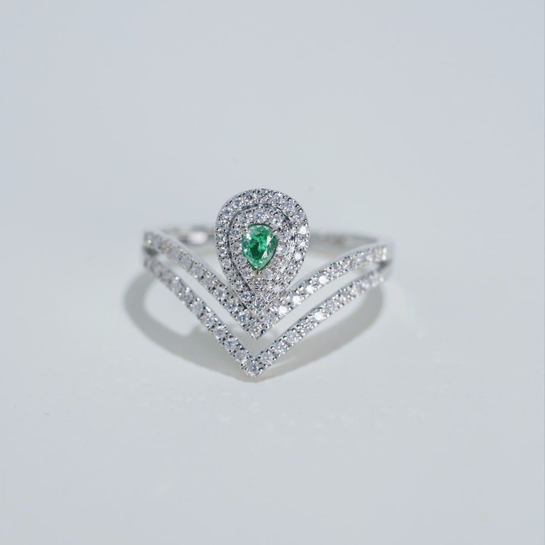 14k Gold 0.50 Ctw Natural Green Diamond & Diamond Ring - 3