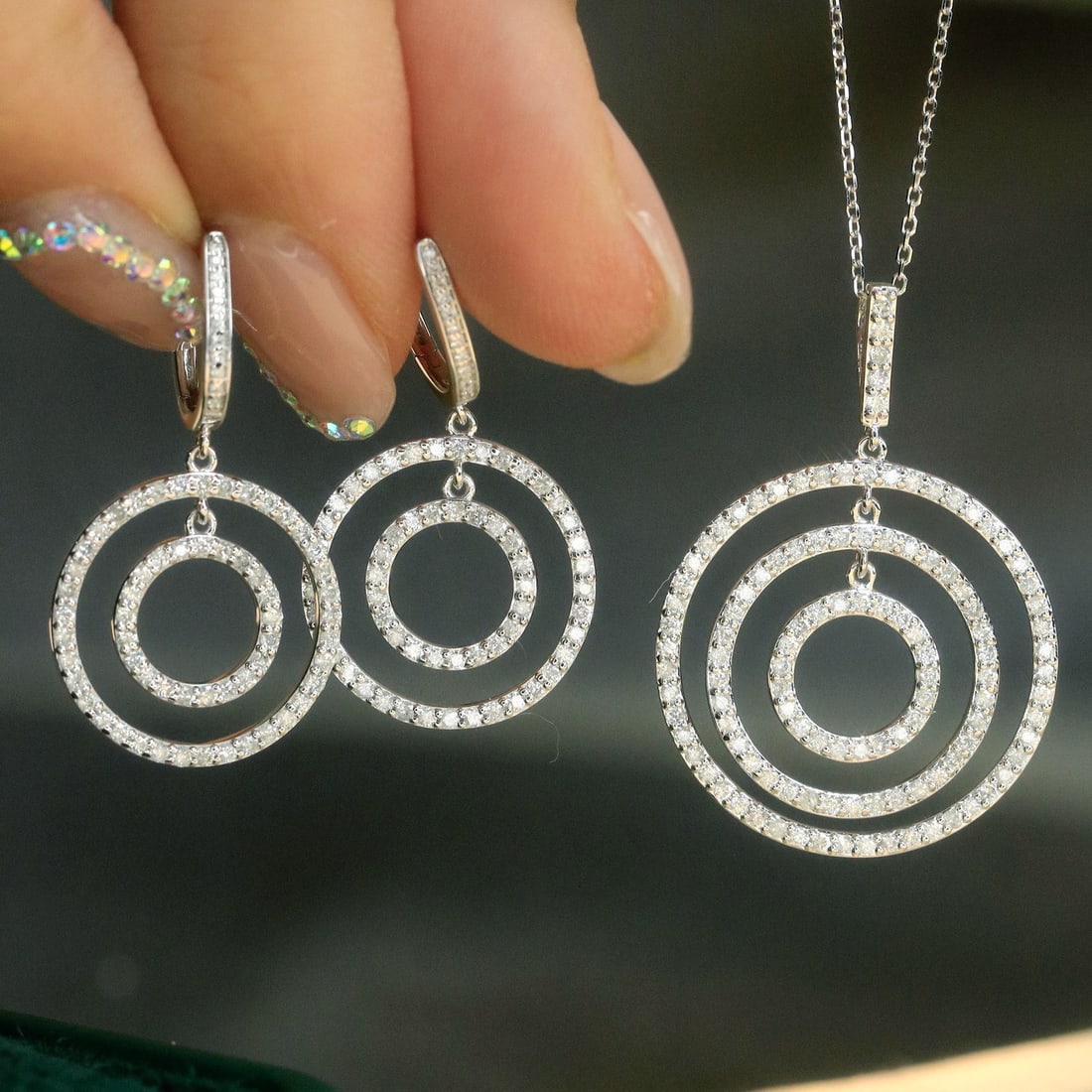 14k Gold 1.56 Ctw Natural H Diamond Jewelry Set - 2