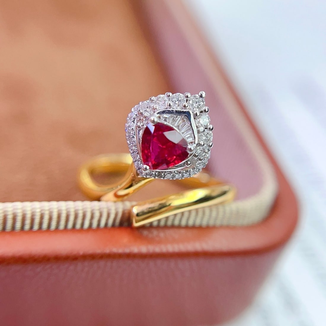 14k Gold 0.45 Ct Natural Ruby & Diamond Ring - 4