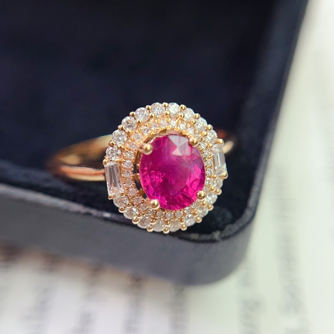 14k Gold 1.20 Ct Natural Ruby & Diamond Ring - 2
