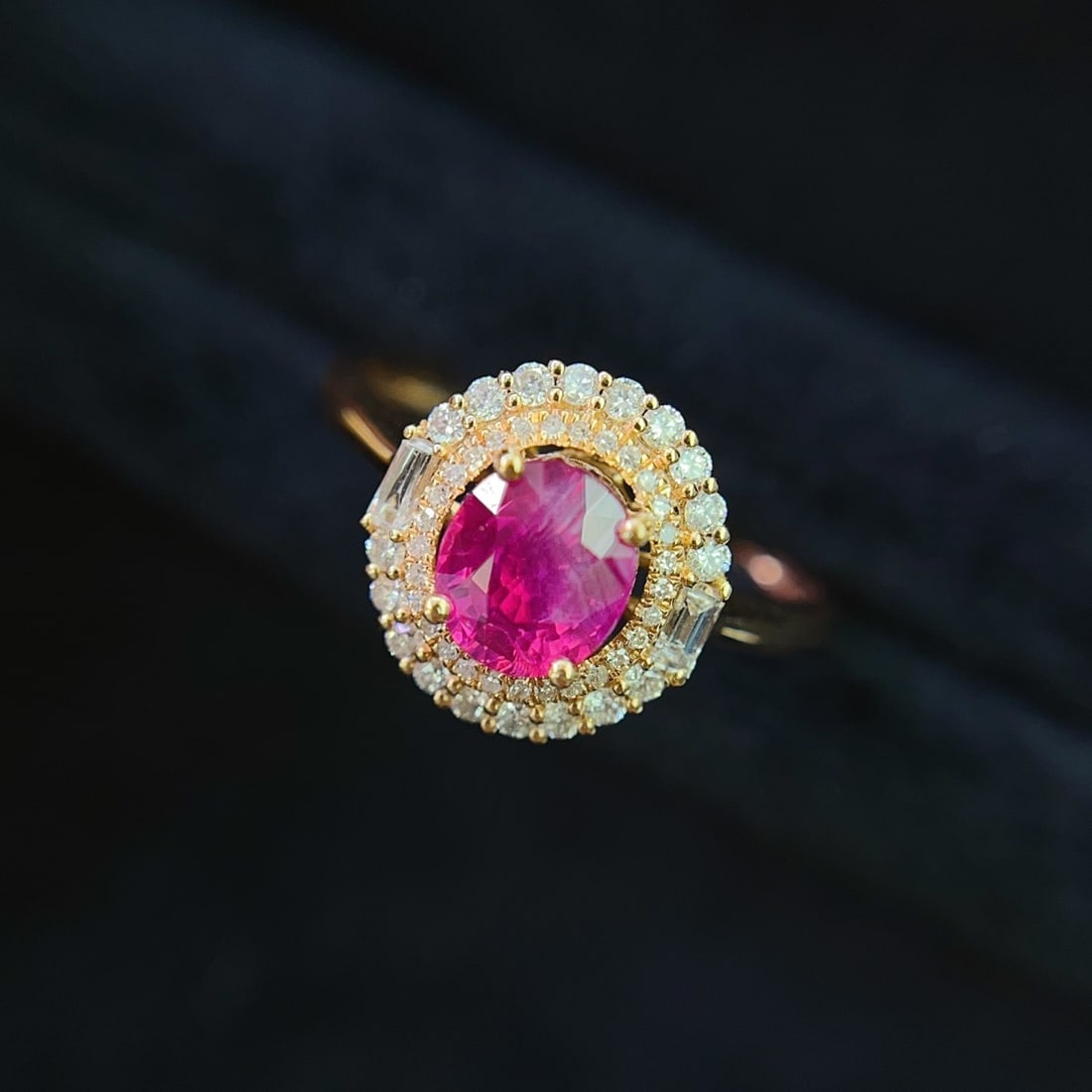 14k Gold 1.20 Ct Natural Ruby & Diamond Ring - 5