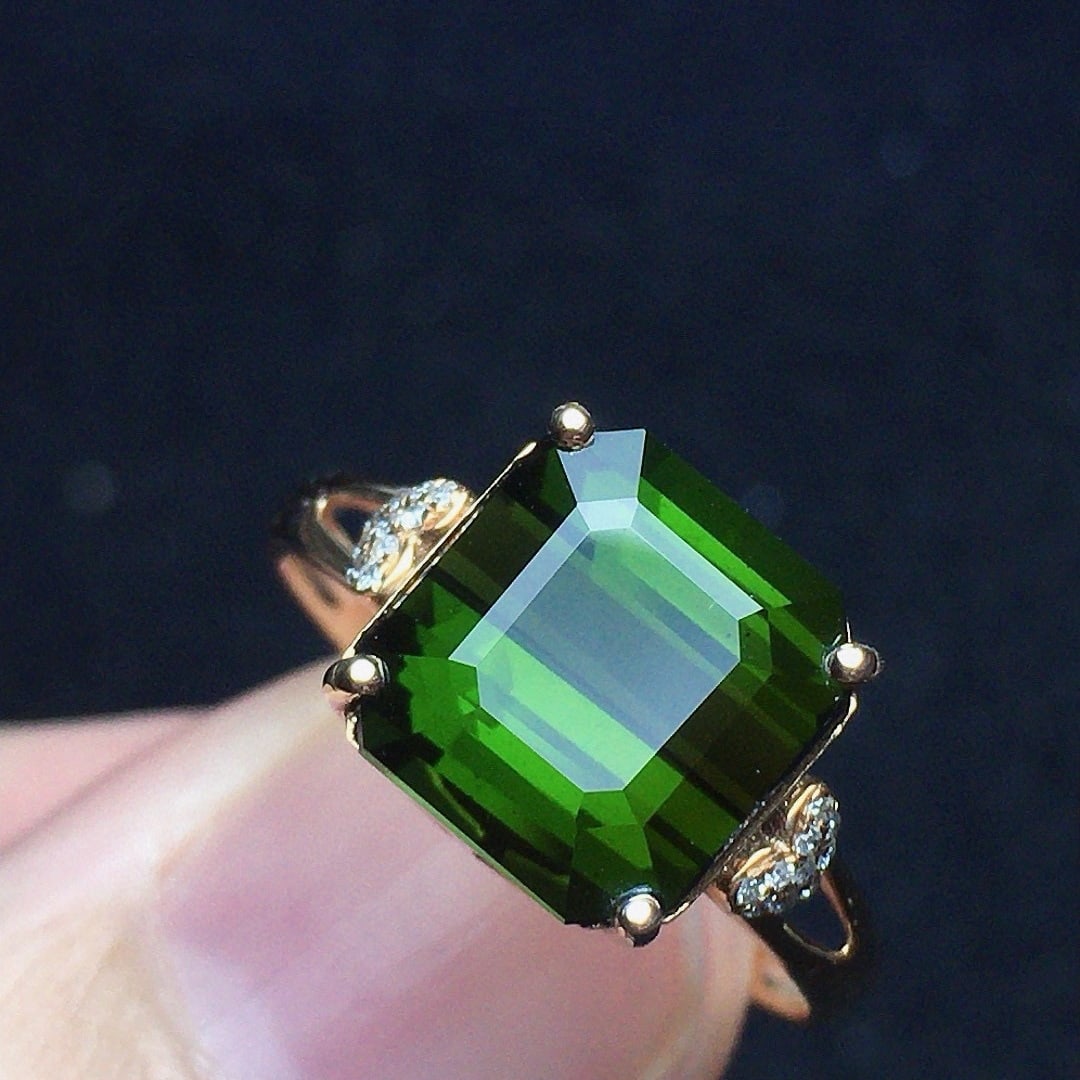 14k Gold 4.53 Ct Natural Tourmaline & Diamond Ring - 3