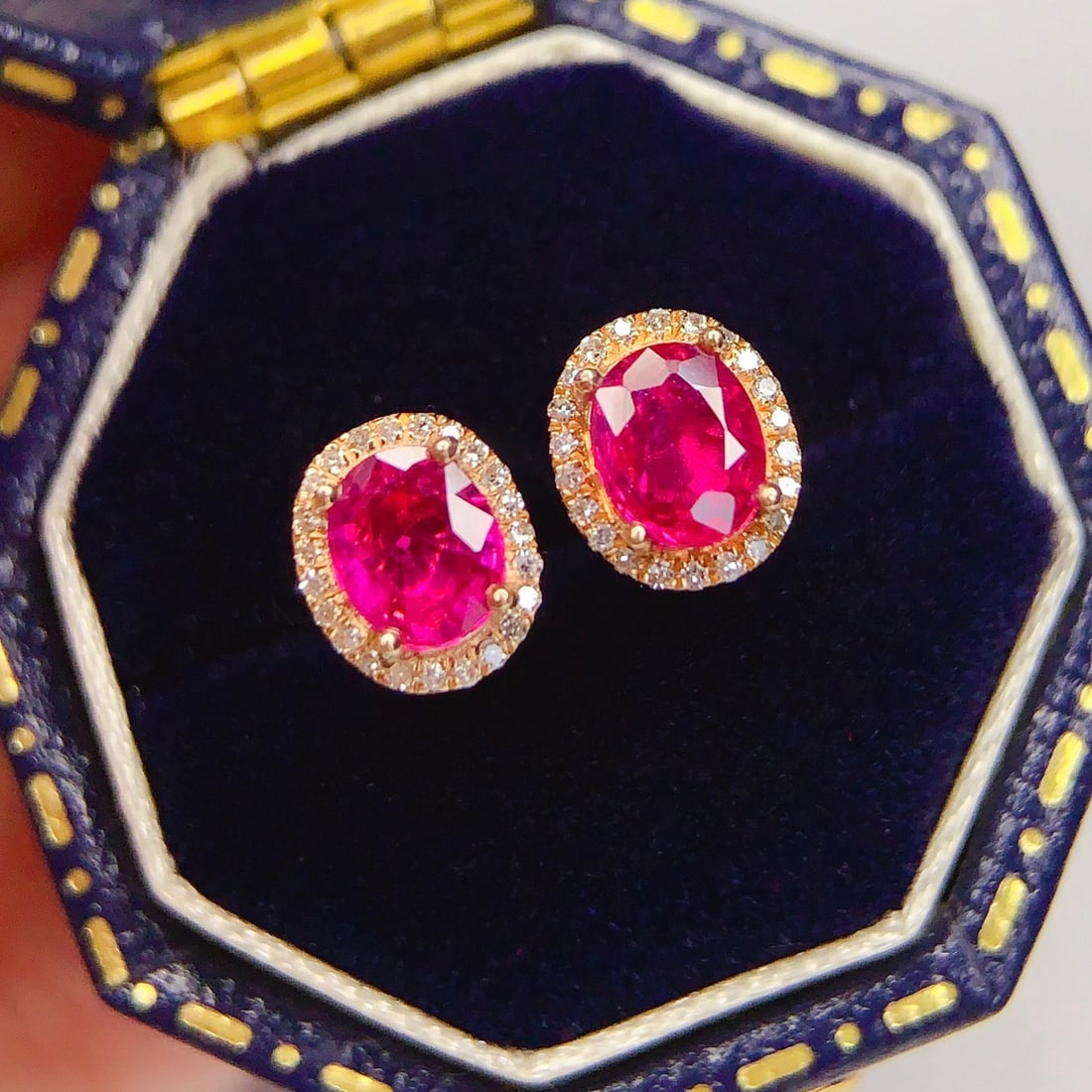 14k Gold 1.5 Ct Natural Ruby & Diamond Earrings (1 of 7)