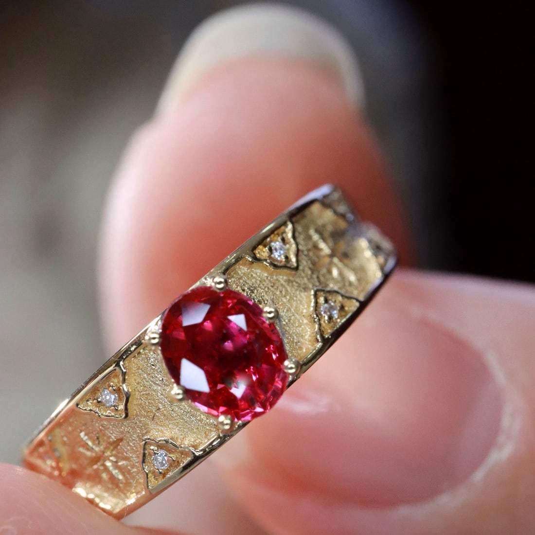 14k Gold 0.45 Ctw Natural Ruby & Diamond Ring - 2