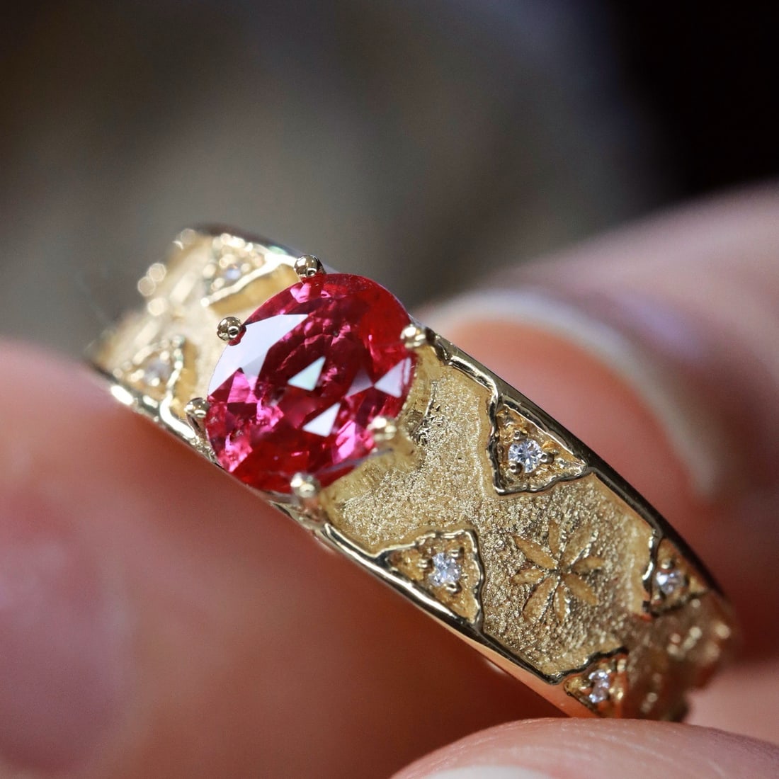 14k Gold 0.45 Ctw Natural Ruby & Diamond Ring - 3