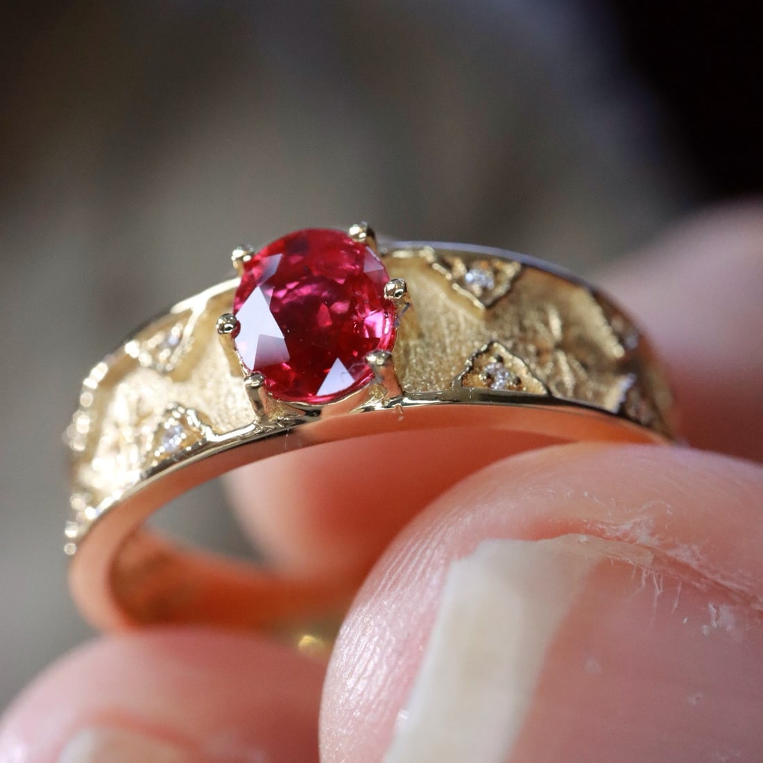 14k Gold 0.45 Ctw Natural Ruby & Diamond Ring - 4