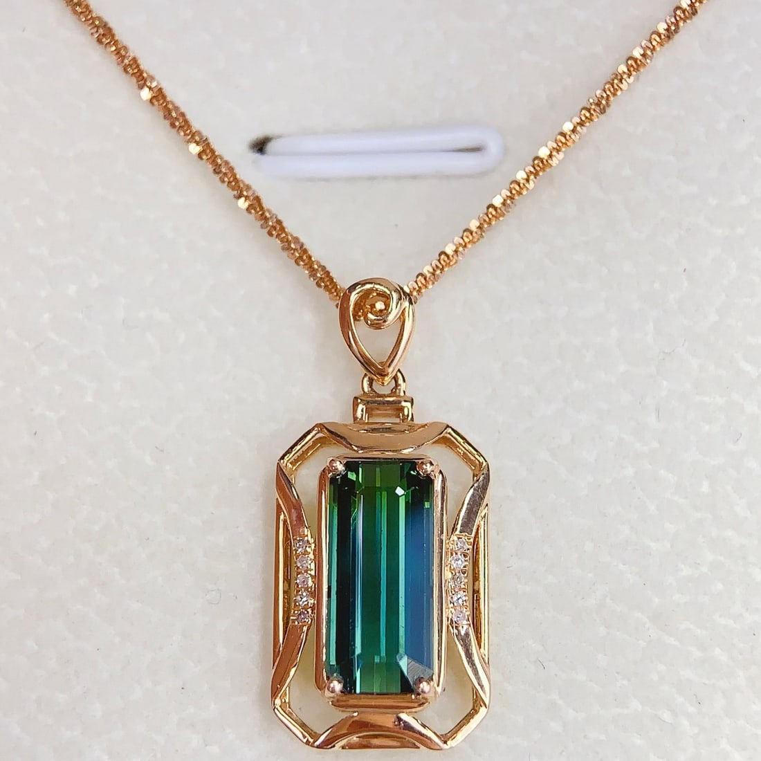 14k Gold 4.65 Ct Natural Tourmaline & Diamond Jewelry Set - 5