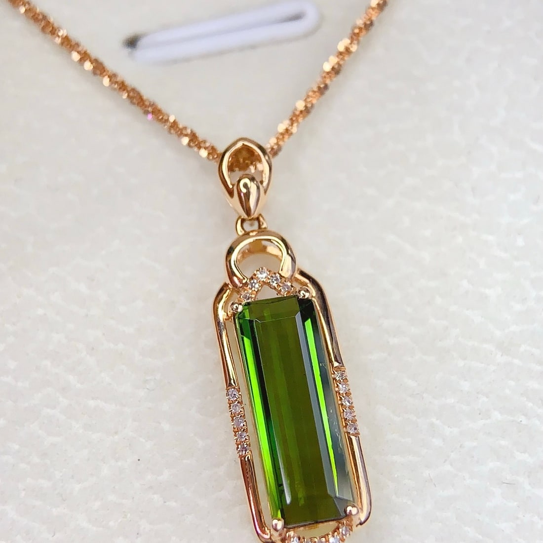 14k Gold 3.98 Ct Natural Tourmaline & Diamond Jewelry Set - 6