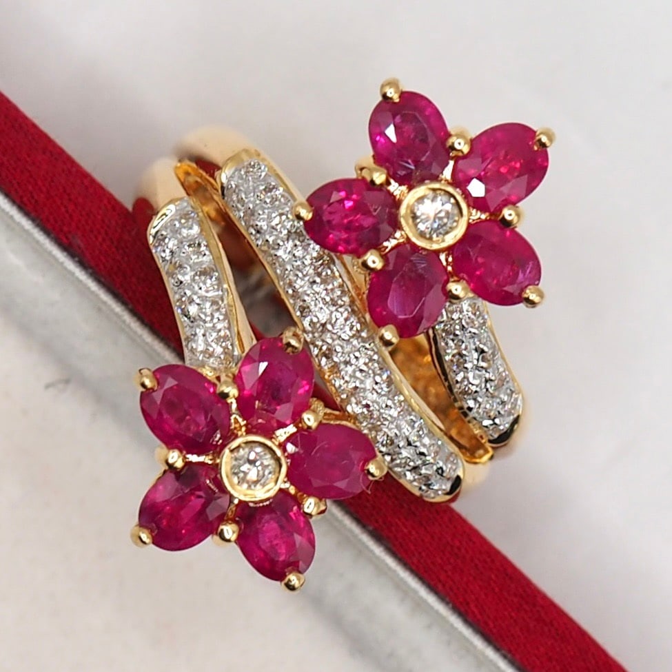 14k Gold 3.47 Ctw Natural Ruby & Diamond Ring - 4