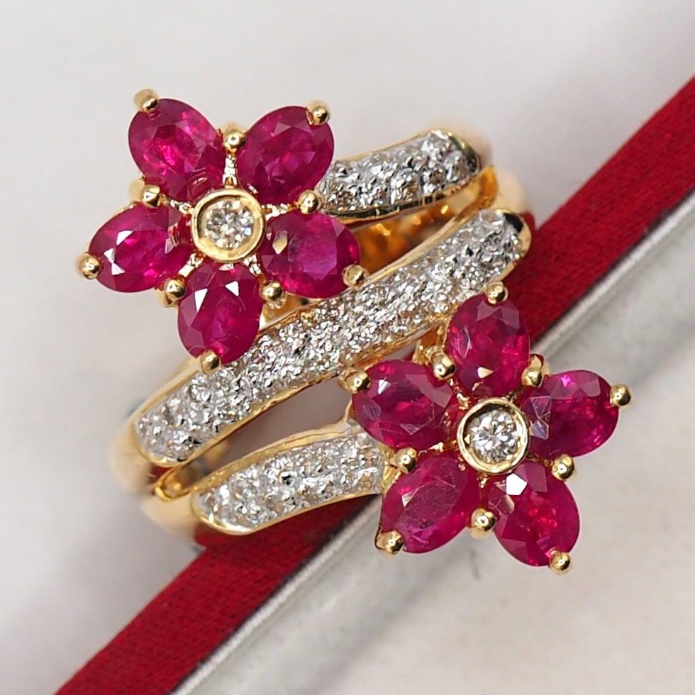 14k Gold 3.47 Ctw Natural Ruby & Diamond Ring - 5