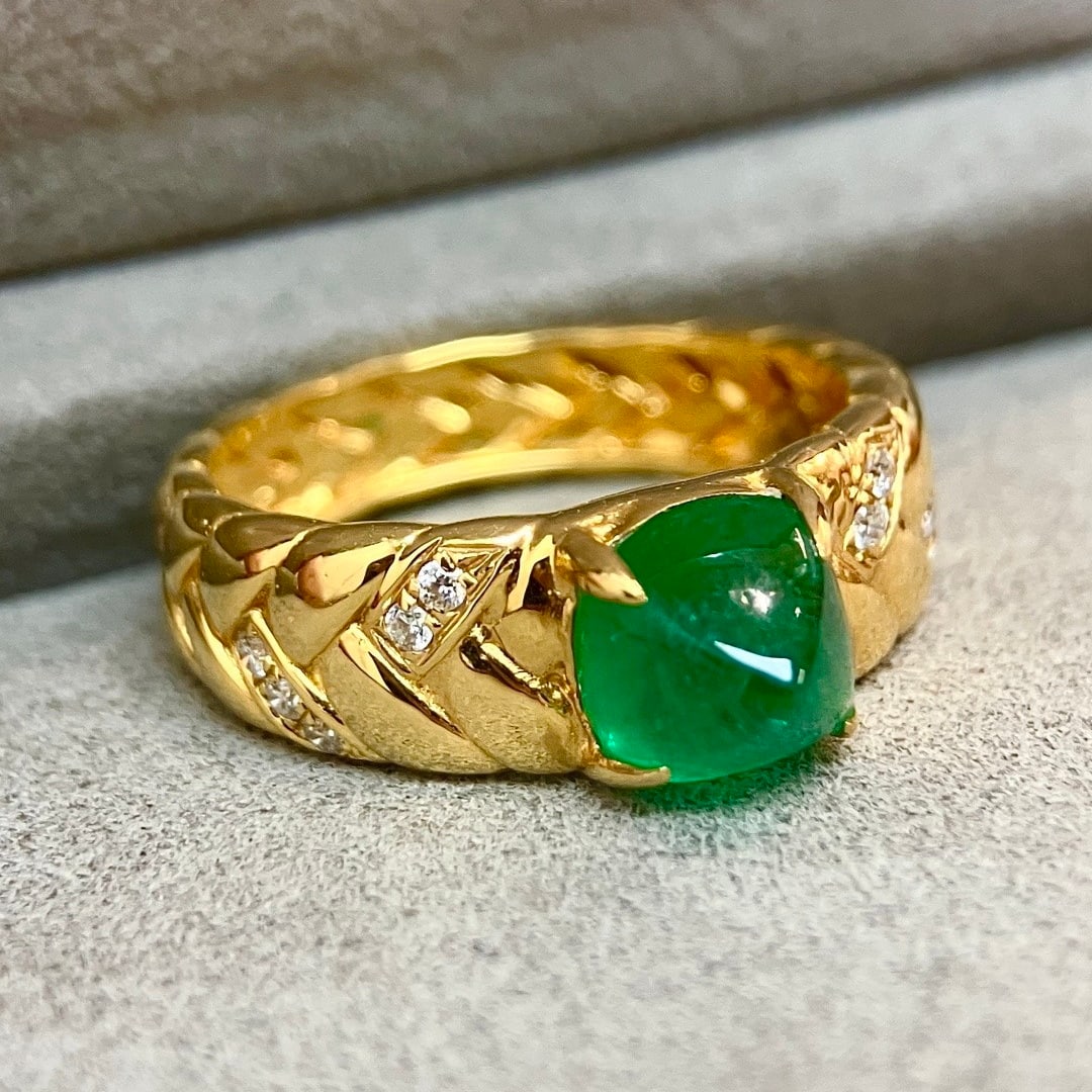 14k Gold 1.99 Ctw Vivid Green Natural Emerald & Diamond Ring - 3