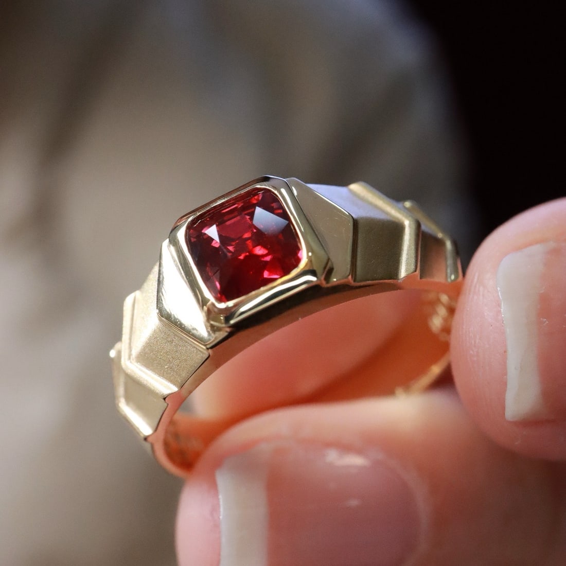 14k Gold 1.52 Ct Vivid Red Natural Ruby Ring - 7