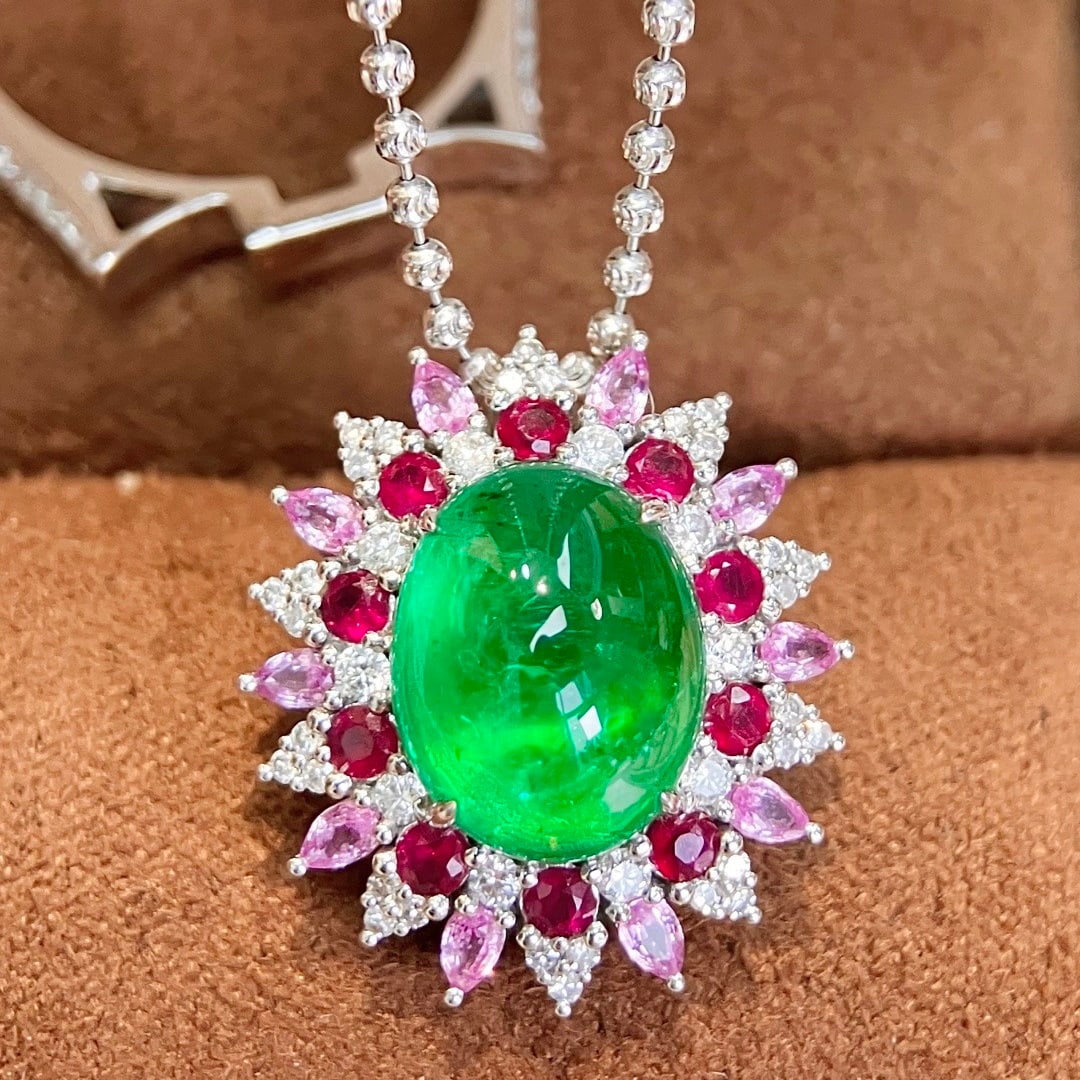 14k Gold 4.42 Ctw Vivid Green Natural Emerald & Diamond Ring/pendant( Without Chain ) - 4