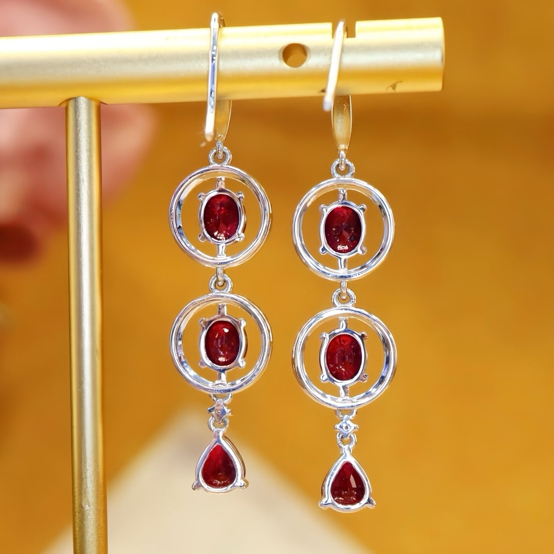 14k Gold 2.73 Ctw Natural Ruby & Diamond Earrings - 4