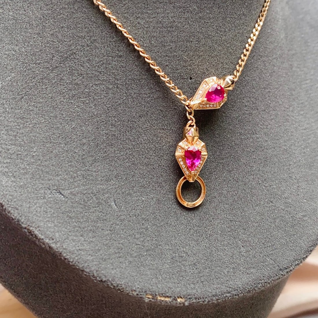 14k Gold 4.32 Ct Natural Ruby & Diamond Necklace - 2