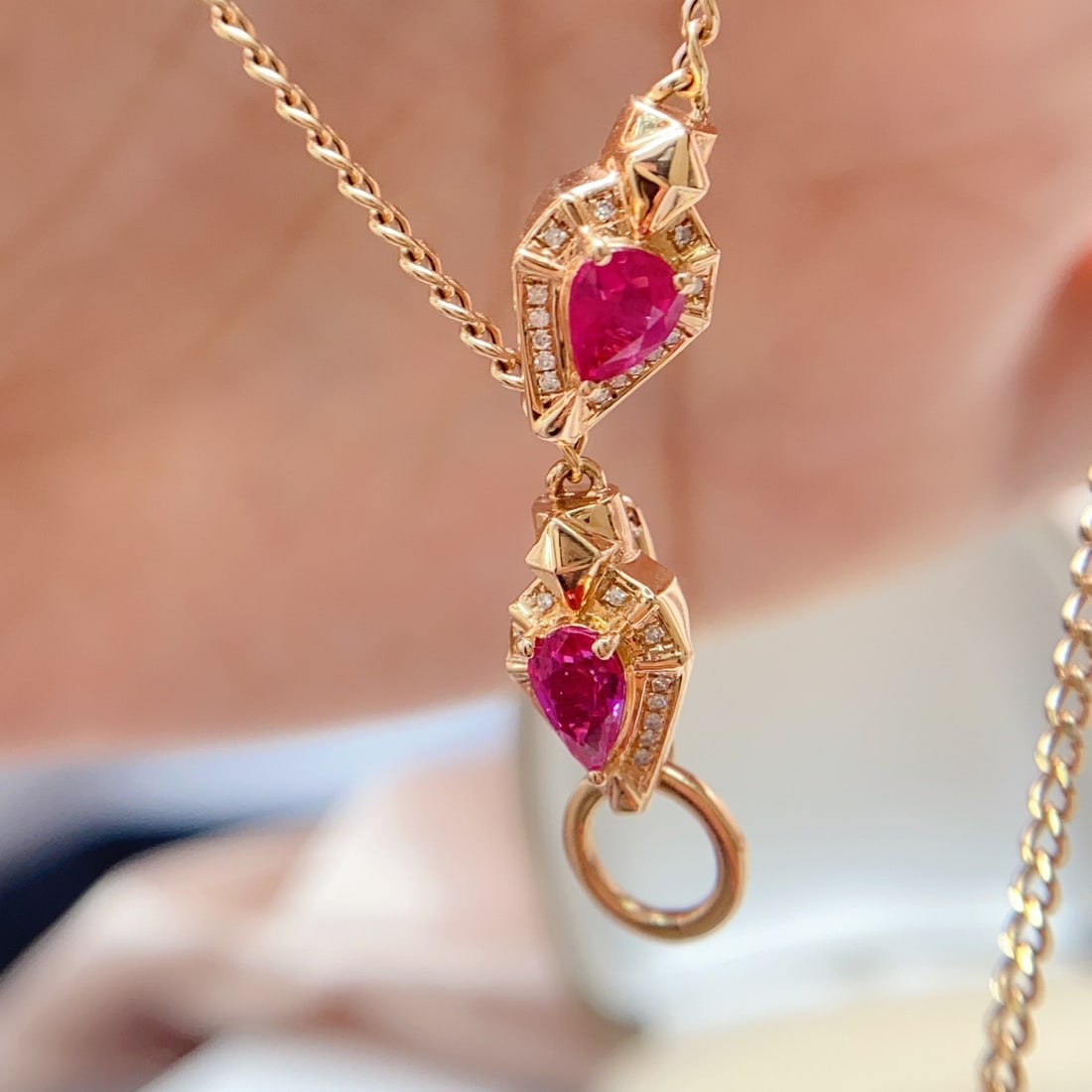 14k Gold 4.32 Ct Natural Ruby & Diamond Necklace - 5