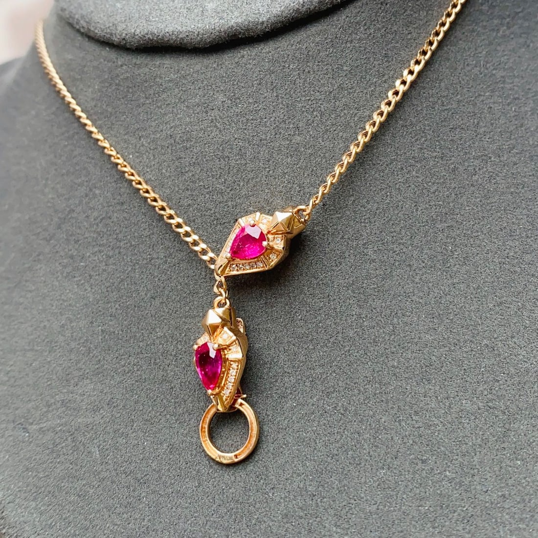 14k Gold 4.32 Ct Natural Ruby & Diamond Necklace - 6