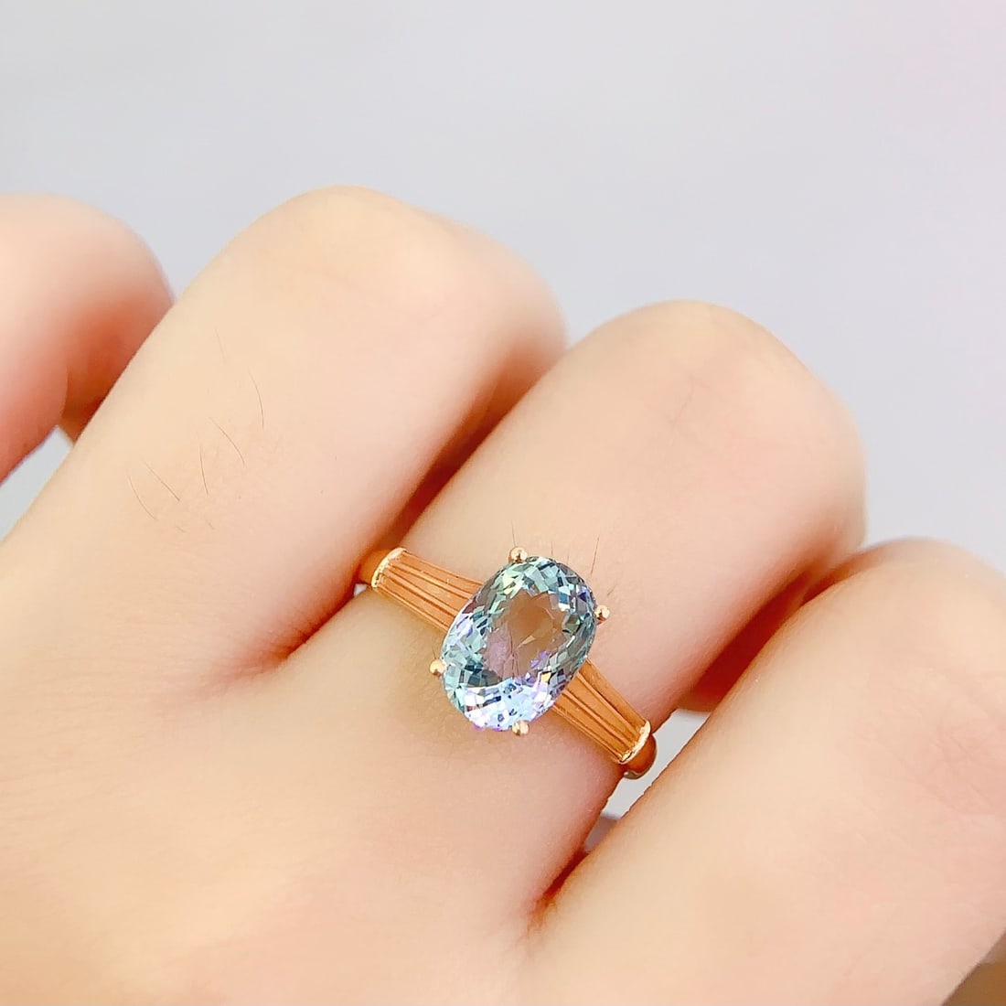 14k Gold 2.5 Ct Natural Aquamarine Ring - 6