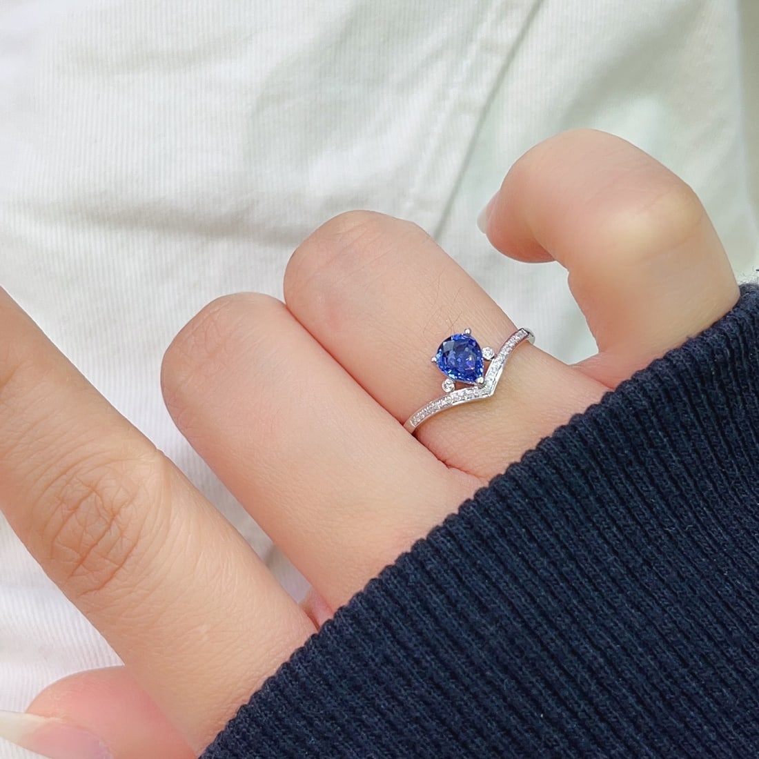 14k Gold 1.00 Ct Natural Sapphire & Diamond Ring - 5