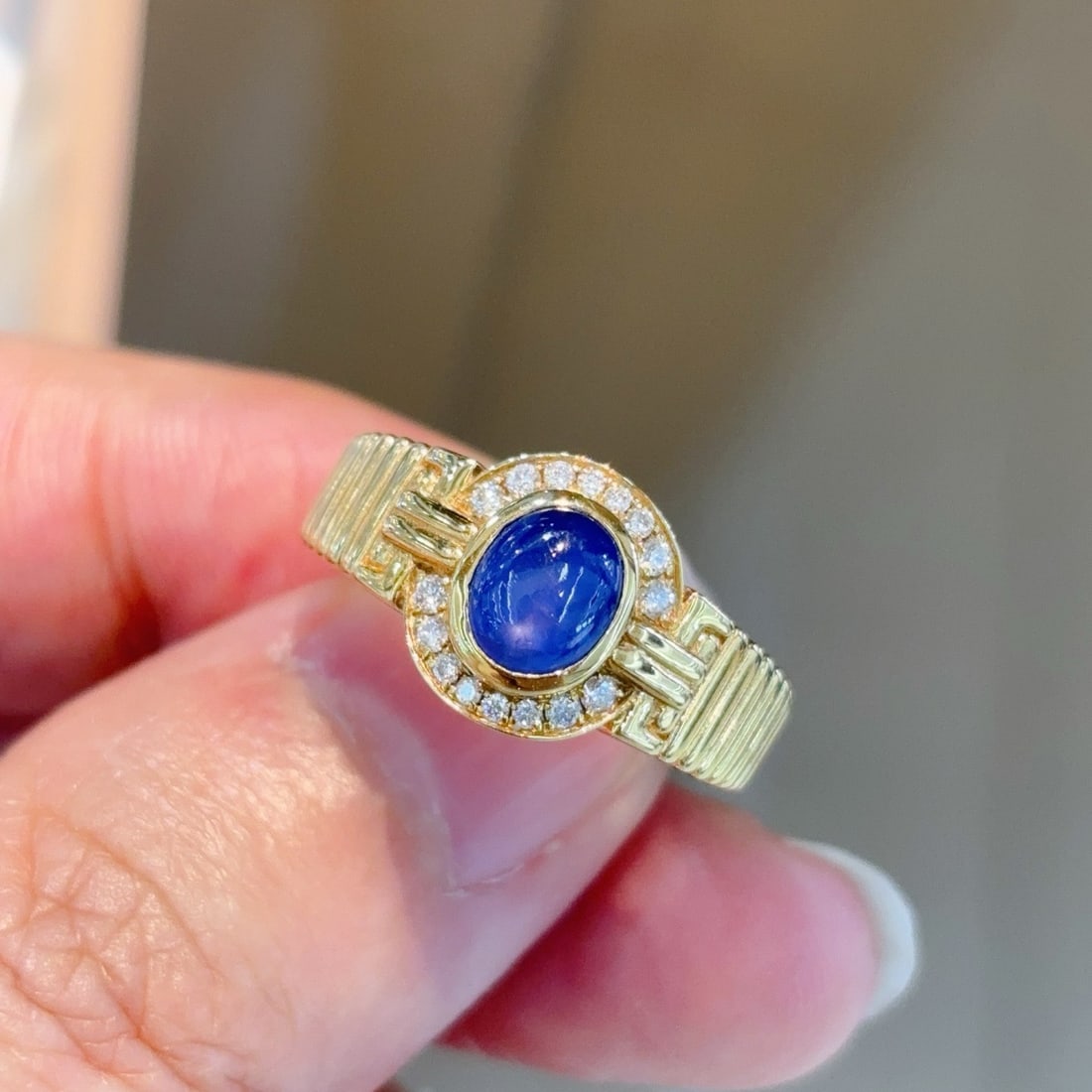 14k Gold 1.29 Ctw Natural Sapphire & Diamond Ring (1 of 7)