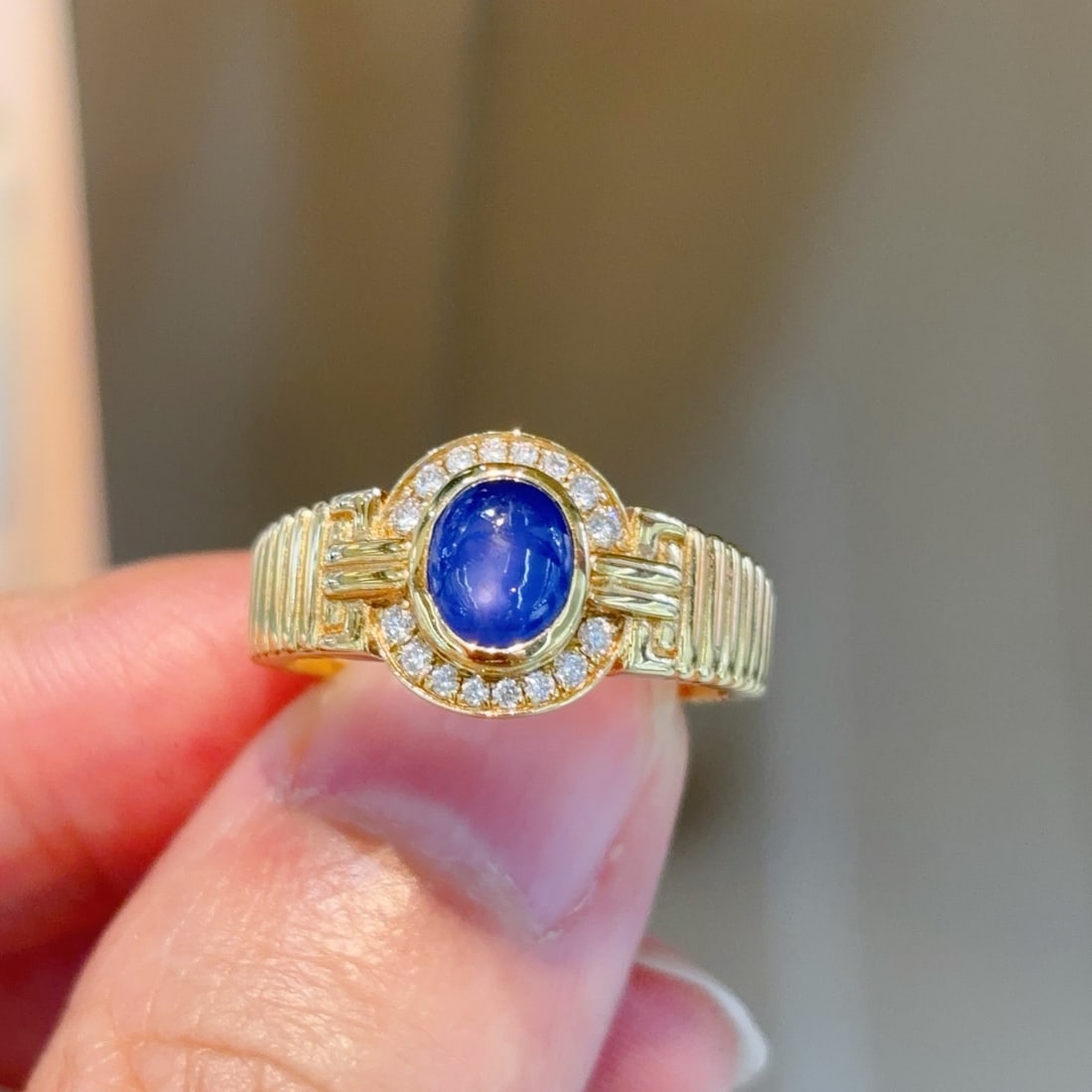 14k Gold 1.29 Ctw Natural Sapphire & Diamond Ring - 4