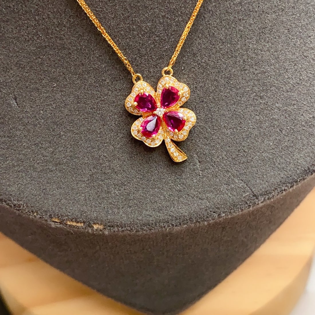 14k Gold 1.05 Ct Natural Ruby & Diamond Necklace - 5