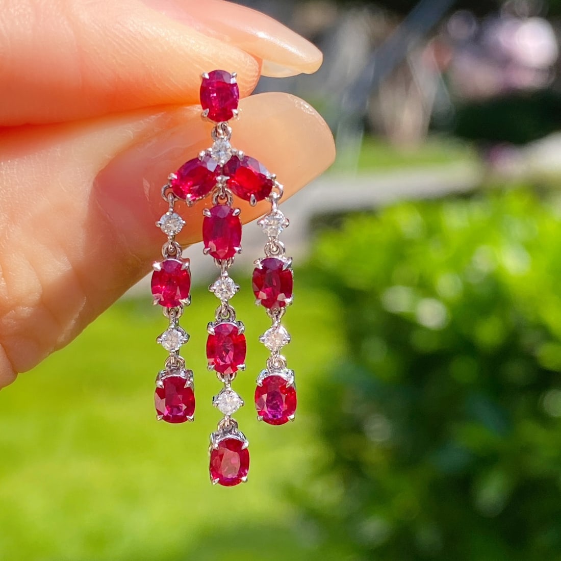 14k Gold 4.11 Ctw Natural Ruby & Diamond Earrings - 2