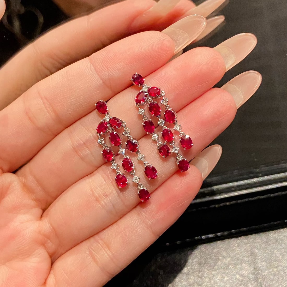 14k Gold 4.11 Ctw Natural Ruby & Diamond Earrings - 4