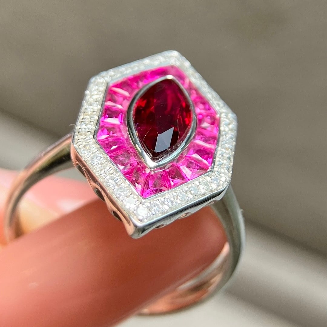 14k Gold 1.20 Ctw Natural Ruby & Diamond Ring - 5