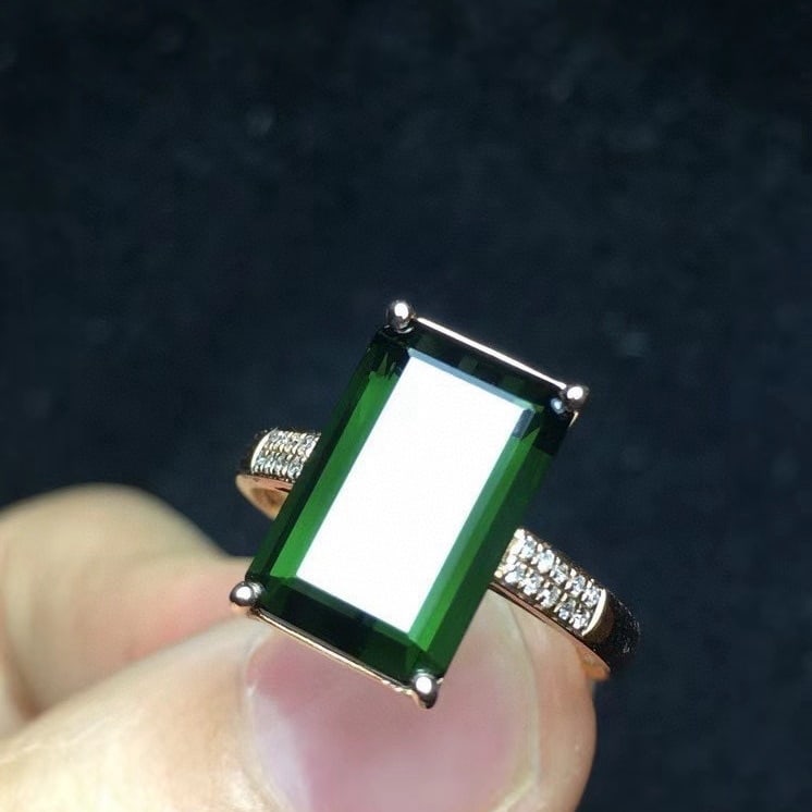 14k Gold 4.38 Ct Natural Tourmaline & Diamond Ring - 4