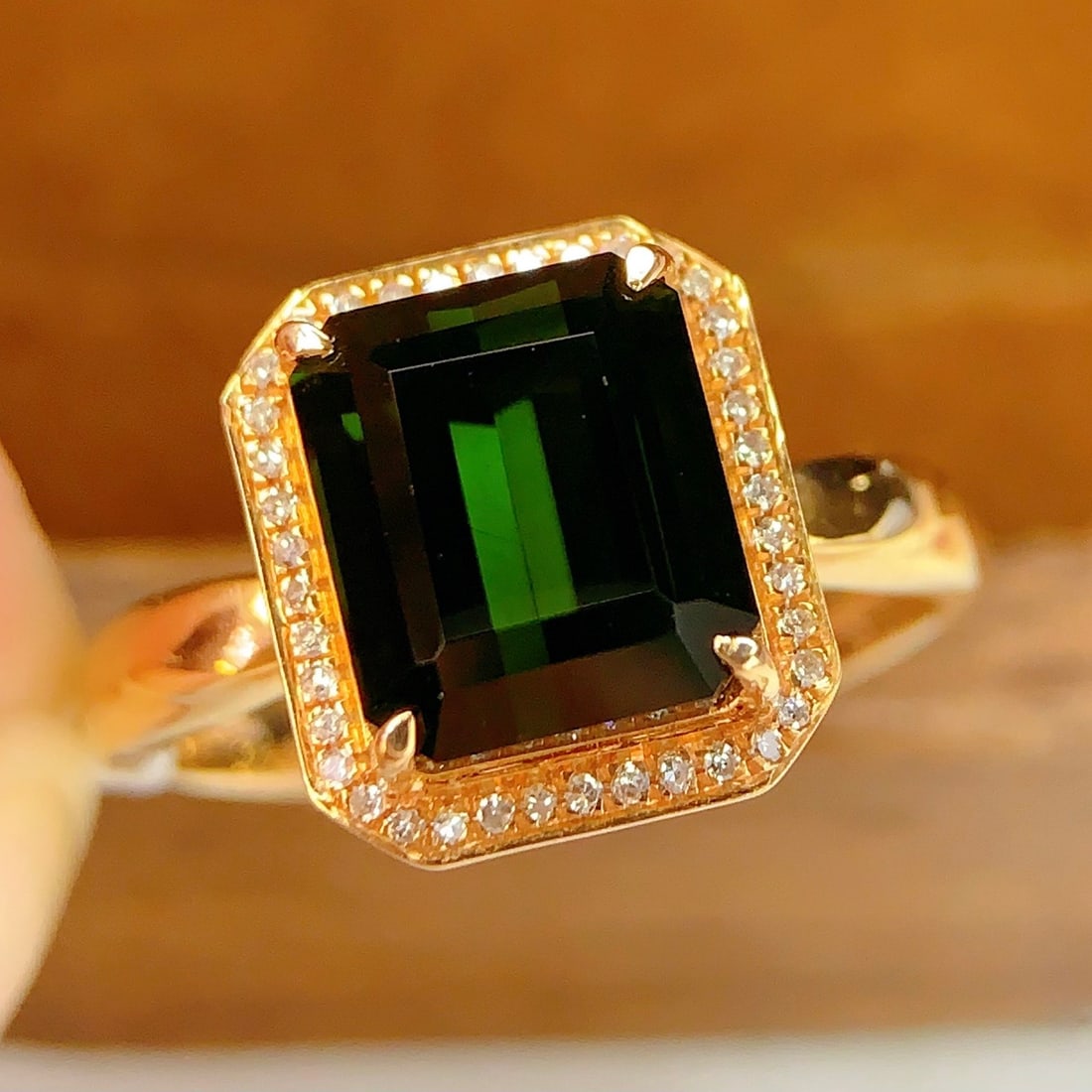 14k Gold 3.88 Ct Natural Tourmaline & Diamond Ring - 3