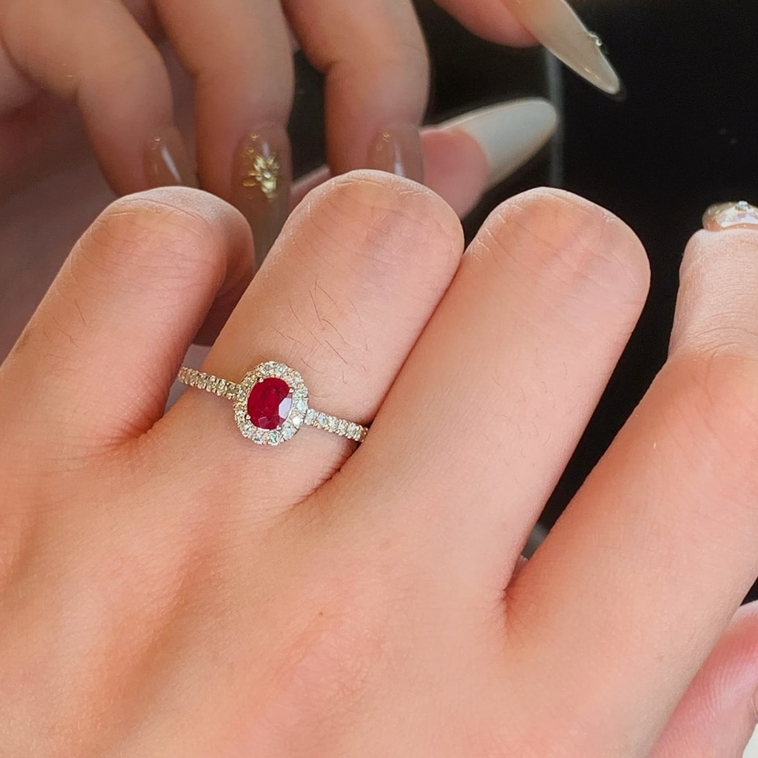 14k Gold 0.70 Ctw Vivid Red Natural Ruby & Diamond Ring - 5