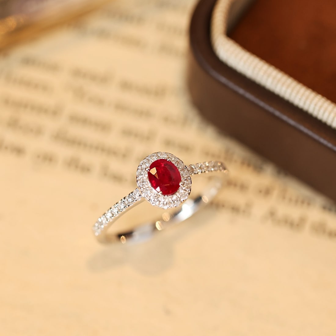 14k Gold 0.70 Ctw Vivid Red Natural Ruby & Diamond Ring - 6